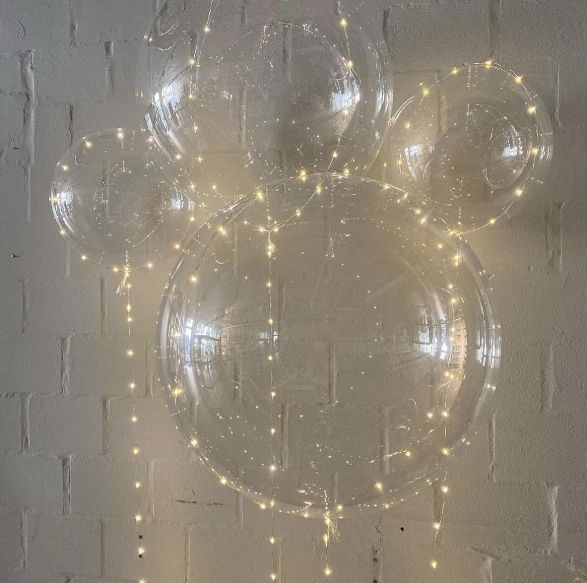 Warm White LED Balloon Set with String Lights - 10 Clear PVC Balloons & 6 Battery-Powered Lights for Parties