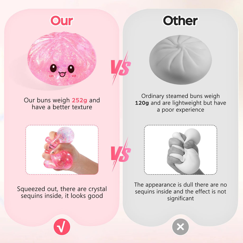 WASENLO Sugar Dumpling Squishy – Heavy Crystal Glitter Squeeze Toy for Stress Relief