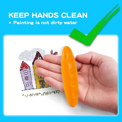 Washable Peanut Crayons for Toddlers – 12 Non-Toxic Colors, Easy Grip for Kids Ages 1-8