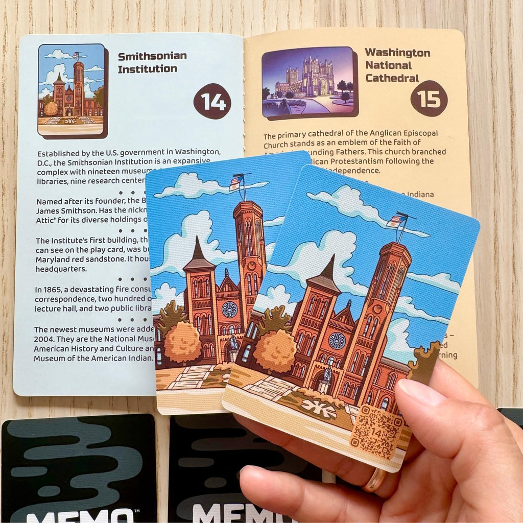 Washington, D.C. Landmarks Memory Matching Card Game – 50 Cards with QR Facts for Ages 7+
