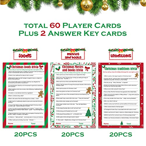 Watayo 62-Card Christmas Trivia Party Game for Adults – Festive Holiday Quiz with 3 Themes