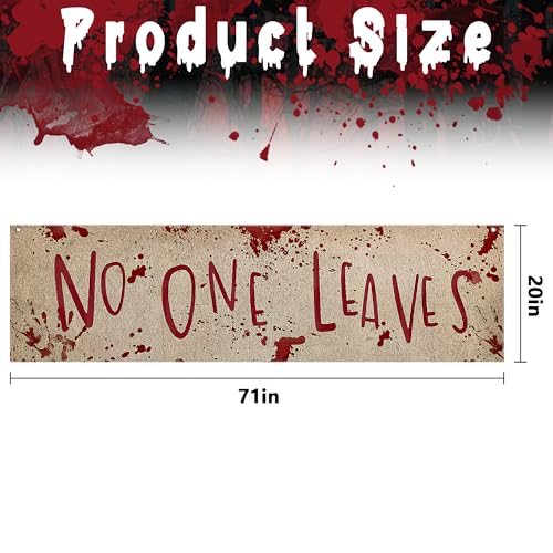 Watayo 71" x 20" Halloween Burlap Banner - 'No One Leaves' Horror Decor for Haunted House, Indoor & Outdoor