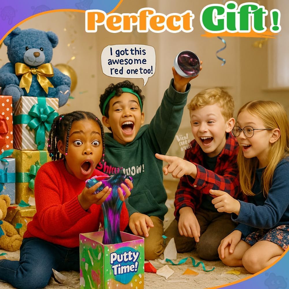 WATERELF Galaxy Putty Slime - 3.11 Inch 3.2 Oz Non-Sticky Sensory Putty (Green Purple)