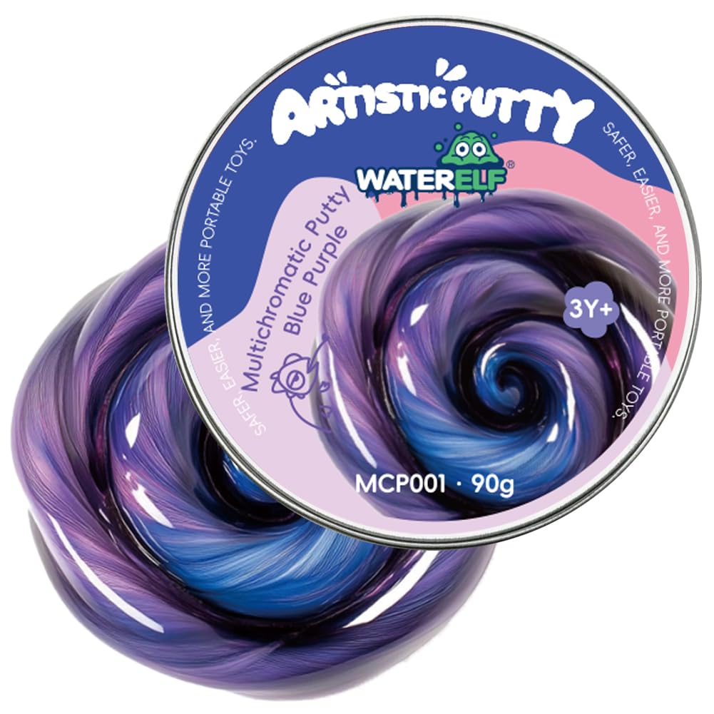 WATERELF Galaxy Putty Slime – Non-Sticky Sensory Putty, 3.2 oz, Blue/Purple – Stress Relief Toy for Kids and Adults