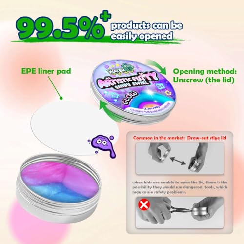 Waterelf Glow in The Dark Putty – Rose Red/Blue/Purple, 3.2 oz – Fidget Stress Relief Therapy Toy for Kids & Adults