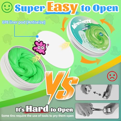WATERELF Green Neon Putty – 3.2 oz Non-Sticky Fidget Sensory Toy for Kids & Adults