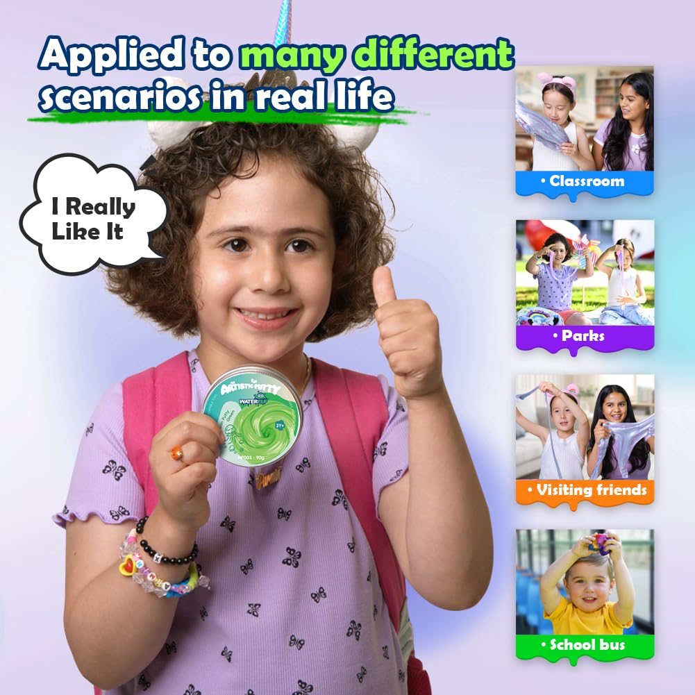 WATERELF Green Neon Putty – 3.2 oz Non-Sticky Fidget Sensory Toy for Kids & Adults