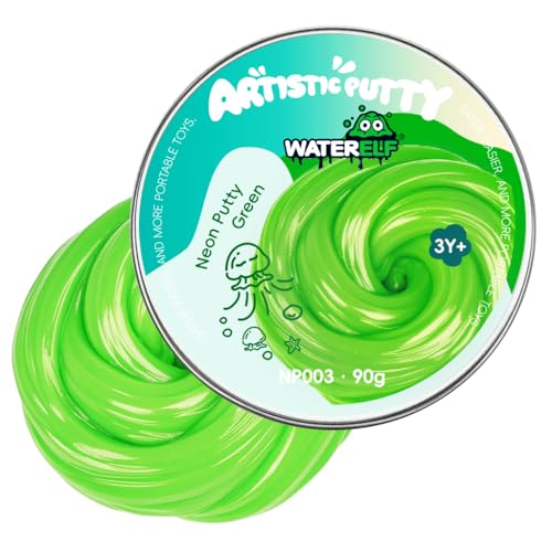 WATERELF Green Neon Putty – 3.2 oz Non-Sticky Fidget Sensory Toy for Kids & Adults