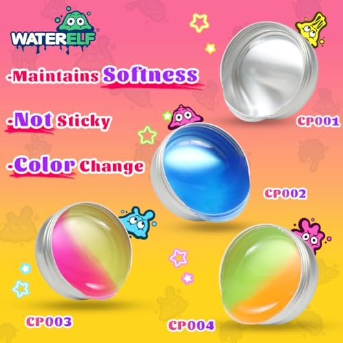 WATERELF Transparent Putty Slime - Non-Sticky Fidget Toy for Stress Relief, Pink/Yellow (3.2 oz)