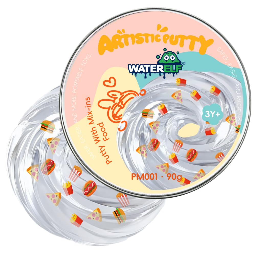 WATERELF Transparent Putty with Mix-Ins – Non-Sticky Fidget Toy for Stress Relief