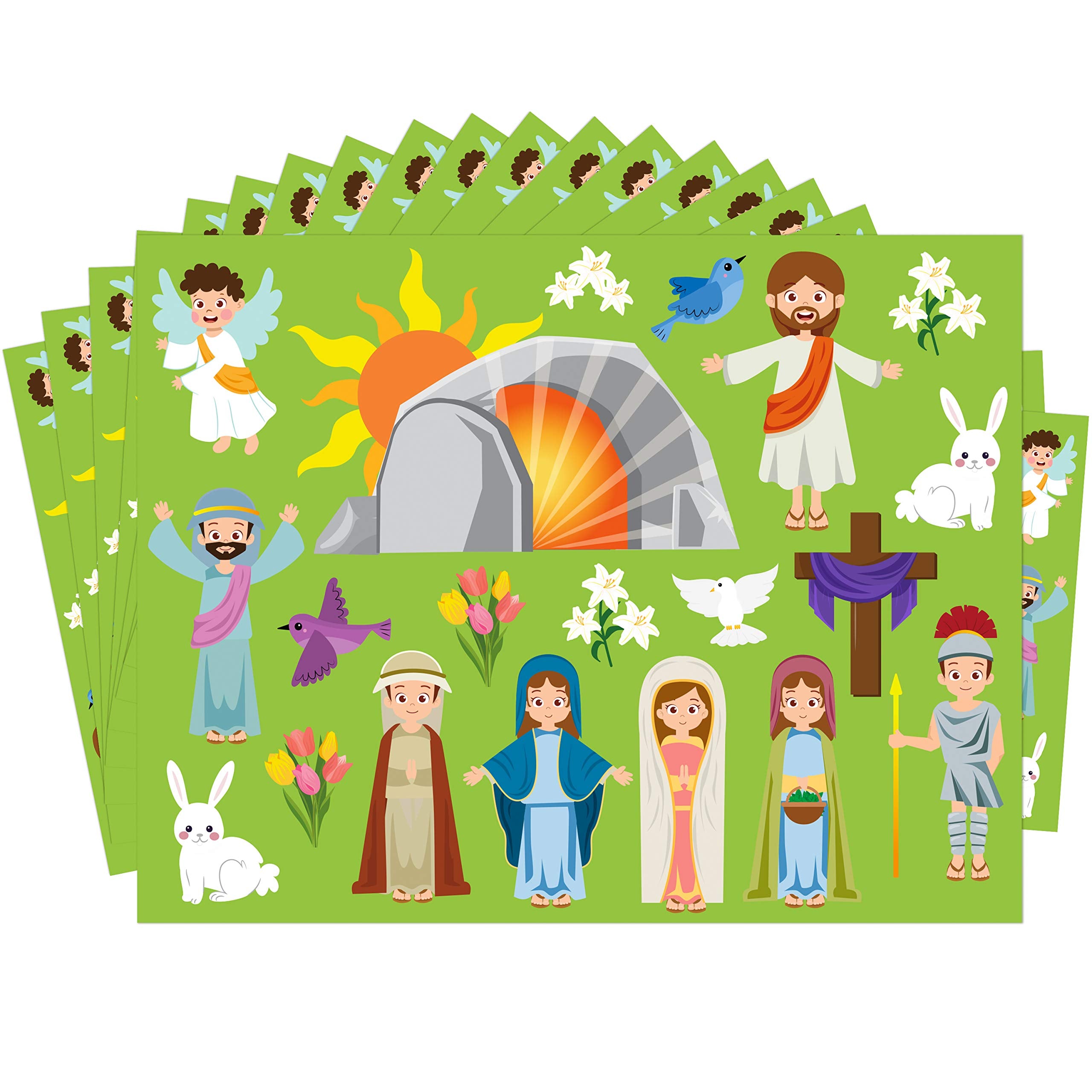 WATINC 40-Sheet Pre-Cut Easter Resurrection Stickers for Nativity Scene Crafts