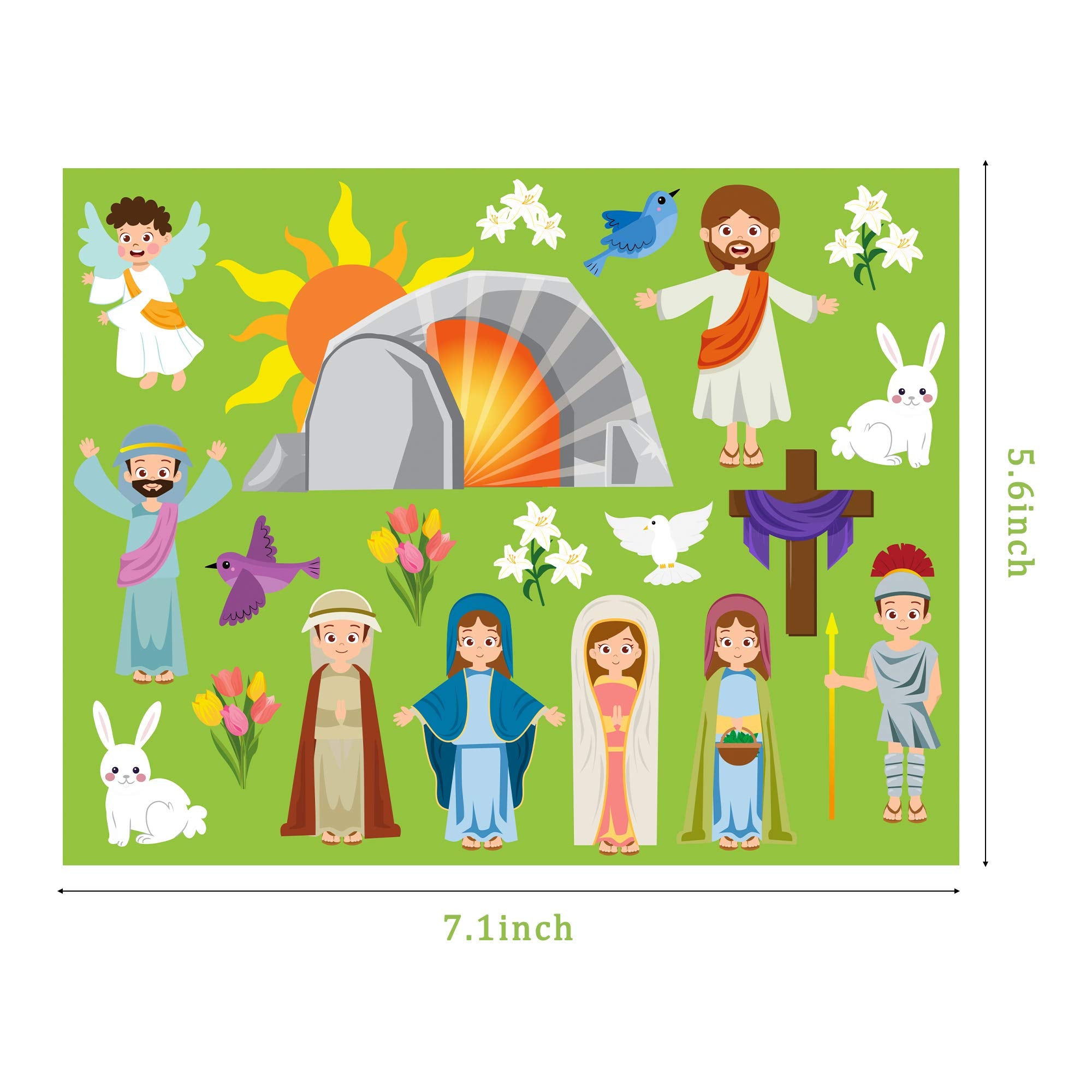 WATINC 40-Sheet Pre-Cut Easter Resurrection Stickers for Nativity Scene Crafts