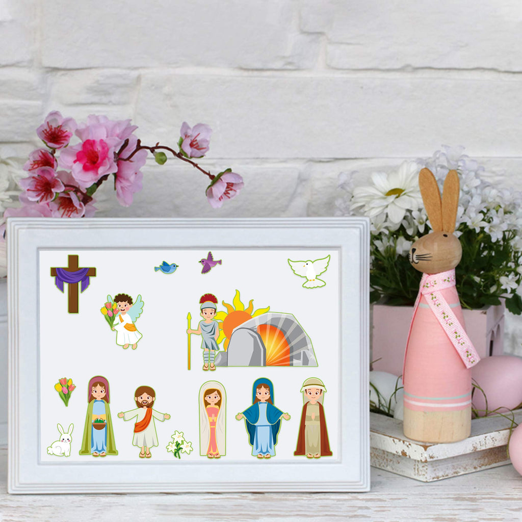 WATINC 40-Sheet Pre-Cut Easter Resurrection Stickers for Nativity Scene Crafts