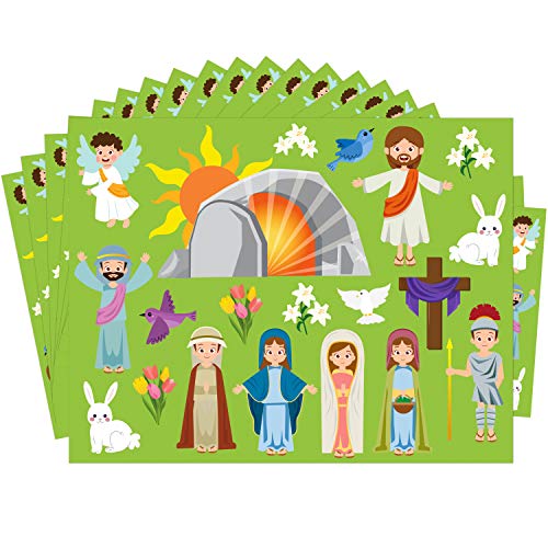 WATINC 40-Sheet Pre-Cut Easter Resurrection Stickers for Nativity Scene Crafts