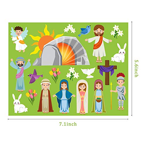 WATINC 40-Sheet Pre-Cut Easter Resurrection Stickers for Nativity Scene Crafts
