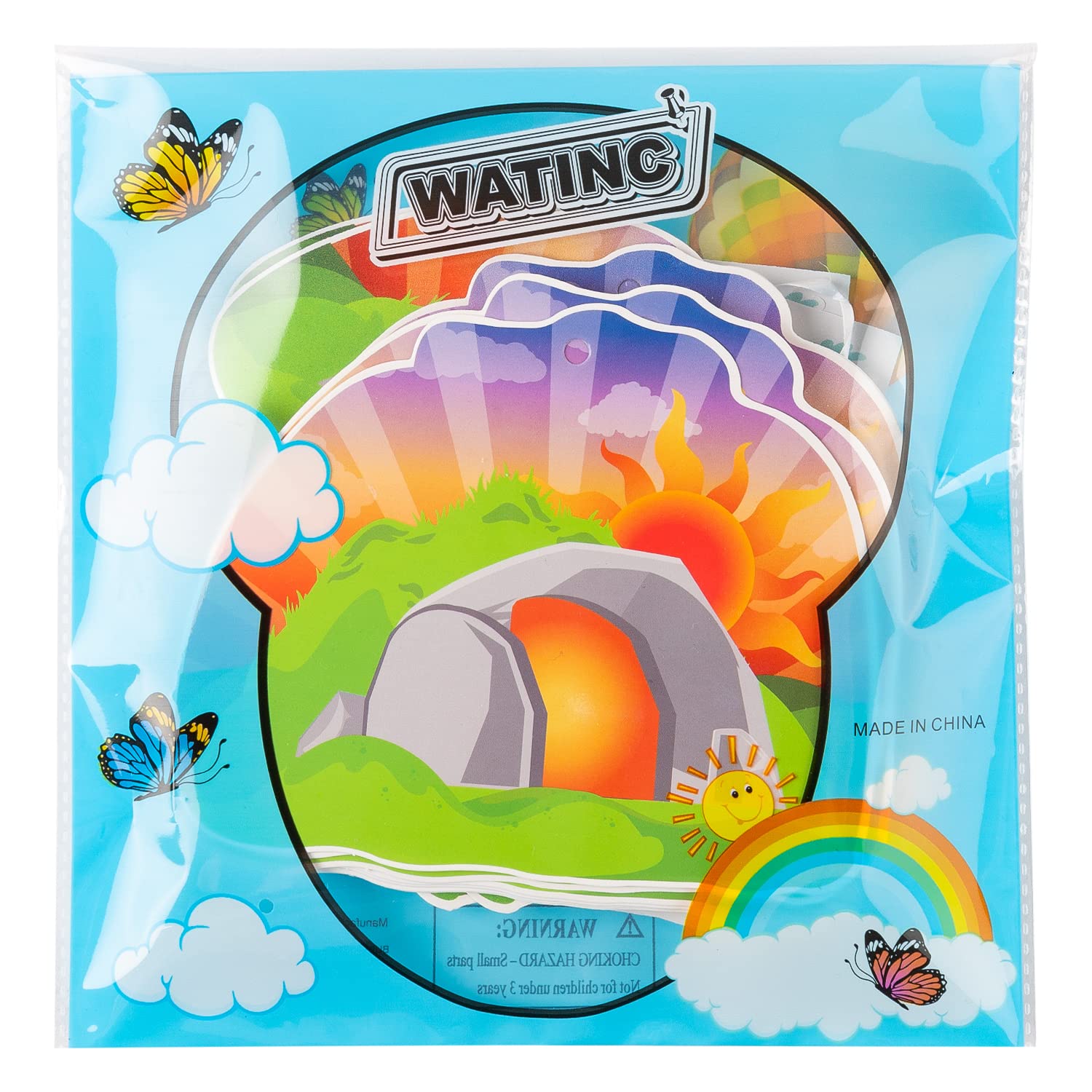 WATINC 40Pcs Easter Resurrection Hanging Ornaments - Religious Craft Kit with Stickers and Cardboard for Kids