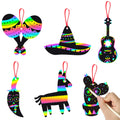 WATINC 60-Piece Mexican Fiesta Scratch Card Art Set - DIY Magic Scratch Paper for Kids & Adults, Cinco De Mayo Party Favors, Classroom Craft Kit