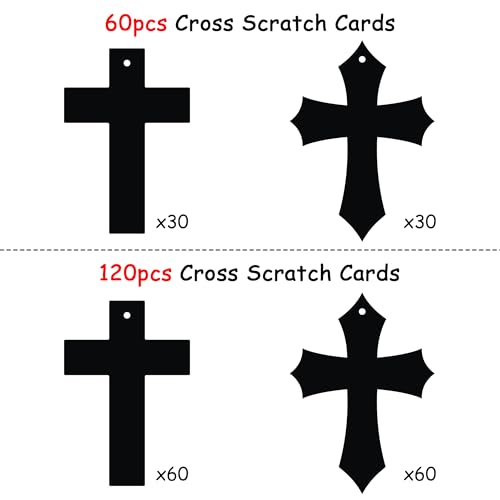 WATINC 60-Piece Scratch Cross Ornaments Kit - DIY Art Craft for Kids Easter Party Favors