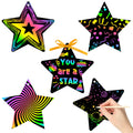 WATINC 60-Piece Star Scratch Art Cards Kit – DIY Paper Craft for Kids Parties & Classroom
