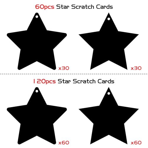 WATINC 60-Piece Star Scratch Art Cards Kit – DIY Paper Craft for Kids Parties & Classroom