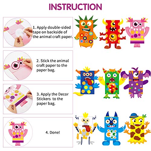 WATINC 9Pack DIY Monster Hand Puppet Kit - Creative Craft for Kids