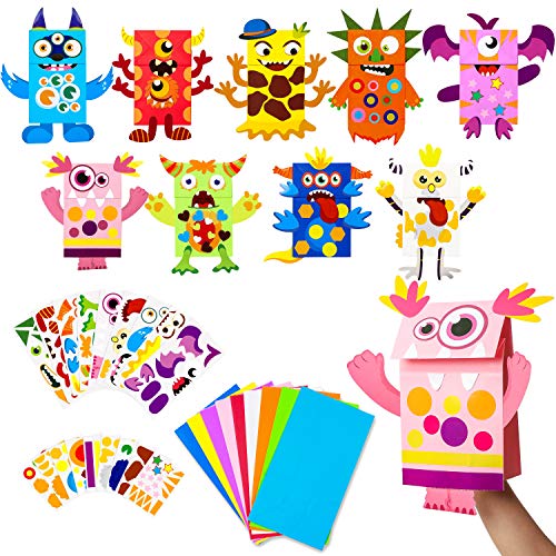 WATINC 9Pack DIY Monster Hand Puppet Kit - Creative Craft for Kids