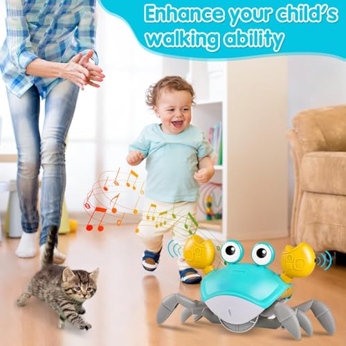 WAVISA Crawling Crab Baby Toy 2.0 with Music and Speed Control - Encourages Tummy Time and Crawling for Infants 6-12 Months