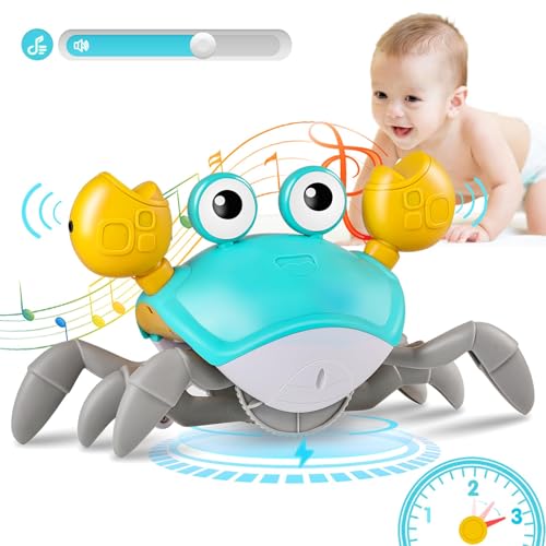 WAVISA Crawling Crab Baby Toy 2.0 with Music and Speed Control - Encourages Tummy Time and Crawling for Infants 6-12 Months