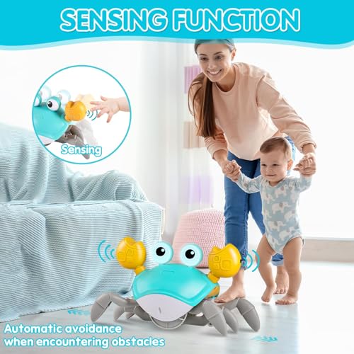WAVISA Crawling Crab Baby Toy 2.0 with Music and Speed Control - Encourages Tummy Time and Crawling for Infants 6-12 Months