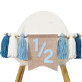 WAWUO Pink 1/2 Birthday High Chair Banner with Tassels and Wood Beads for Girls Half Birthday Party Decorations