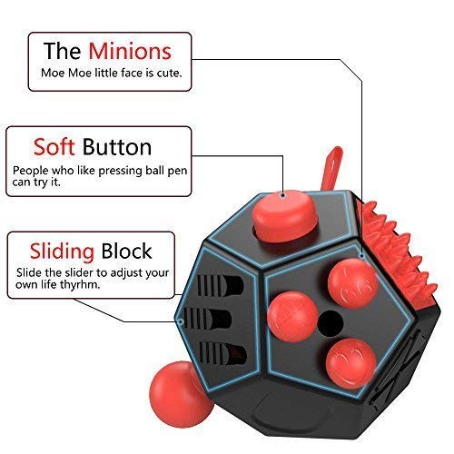 WCZCBOYA 12-Sided Fidget Cube (Dodecagon) – Red, Stress Relief & Focus Toy for ADHD, ADD, Autism