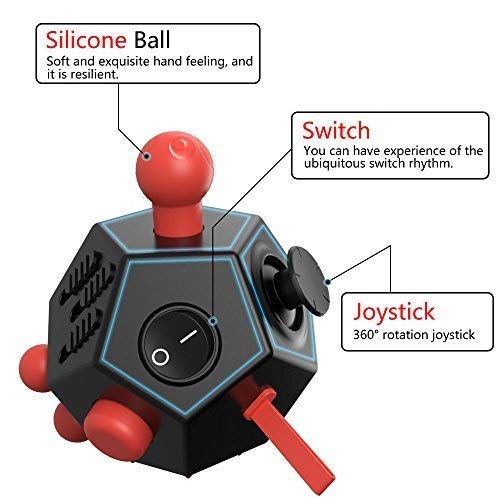 WCZCBOYA 12-Sided Fidget Cube (Dodecagon) – Red, Stress Relief & Focus Toy for ADHD, ADD, Autism