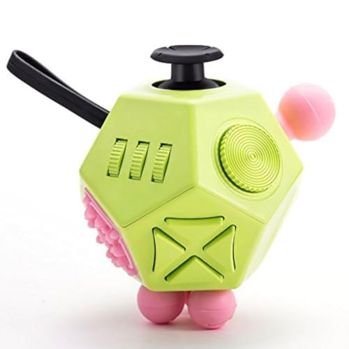 WCZCBOYA 12-Sided Fidget Cube (Green/A3) - Stress Relief Toy with Gears, Buttons, Joystick & More