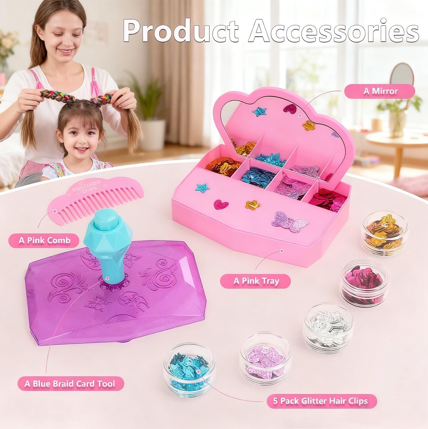 WDFXLWT Hair Gem Stamper Kit – Reusable Sequins, No Glue, One-Click Application for Kids