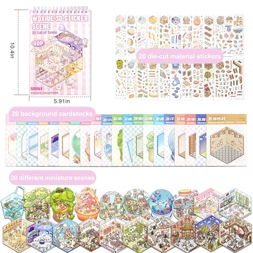 WDXIUE Scene Sticker Kit – 20 DIY 3D Sticker Scenes for Creative Play and Stress Relief