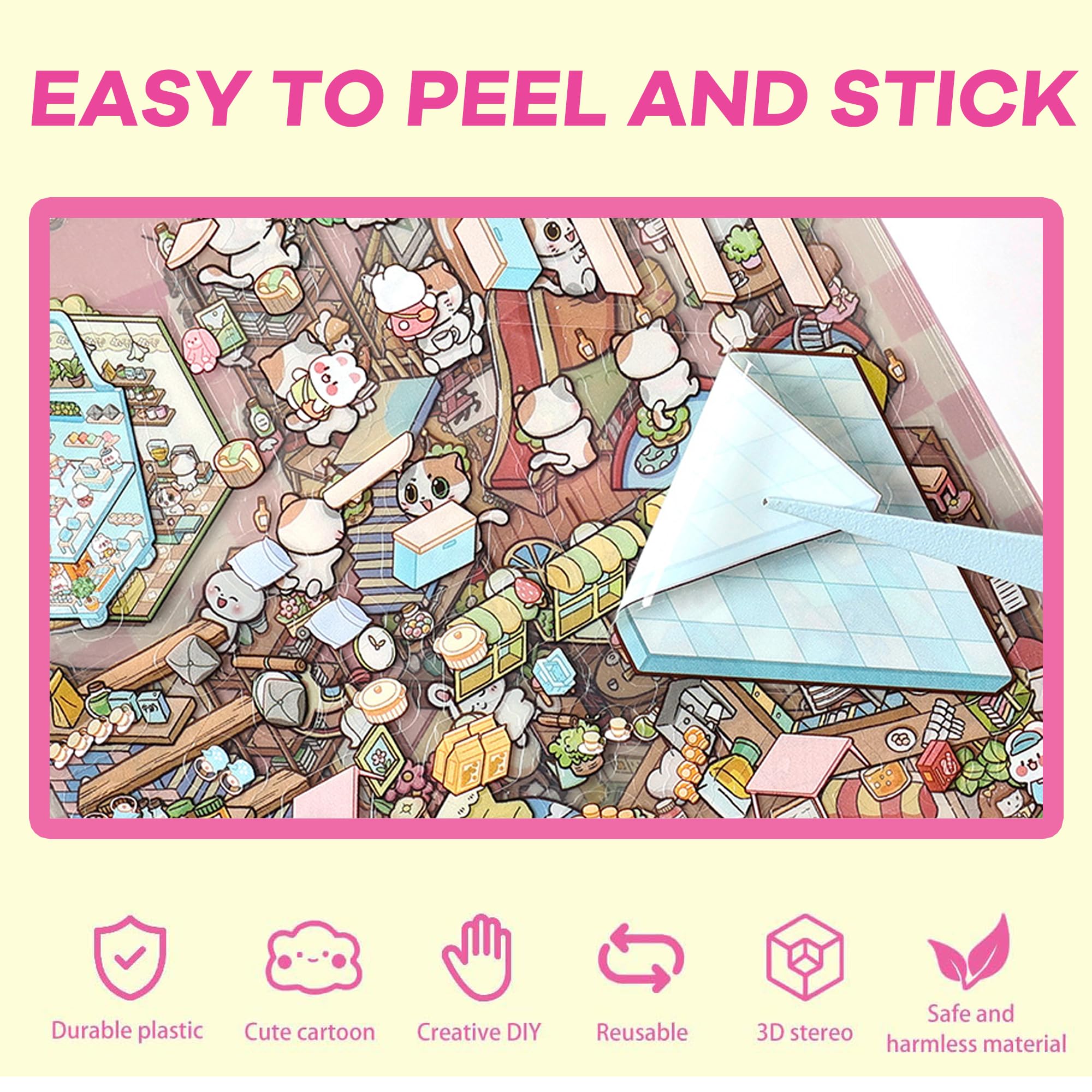 WDXIUE Scene Sticker Kit – 20 DIY 3D Sticker Scenes for Creative Play and Stress Relief