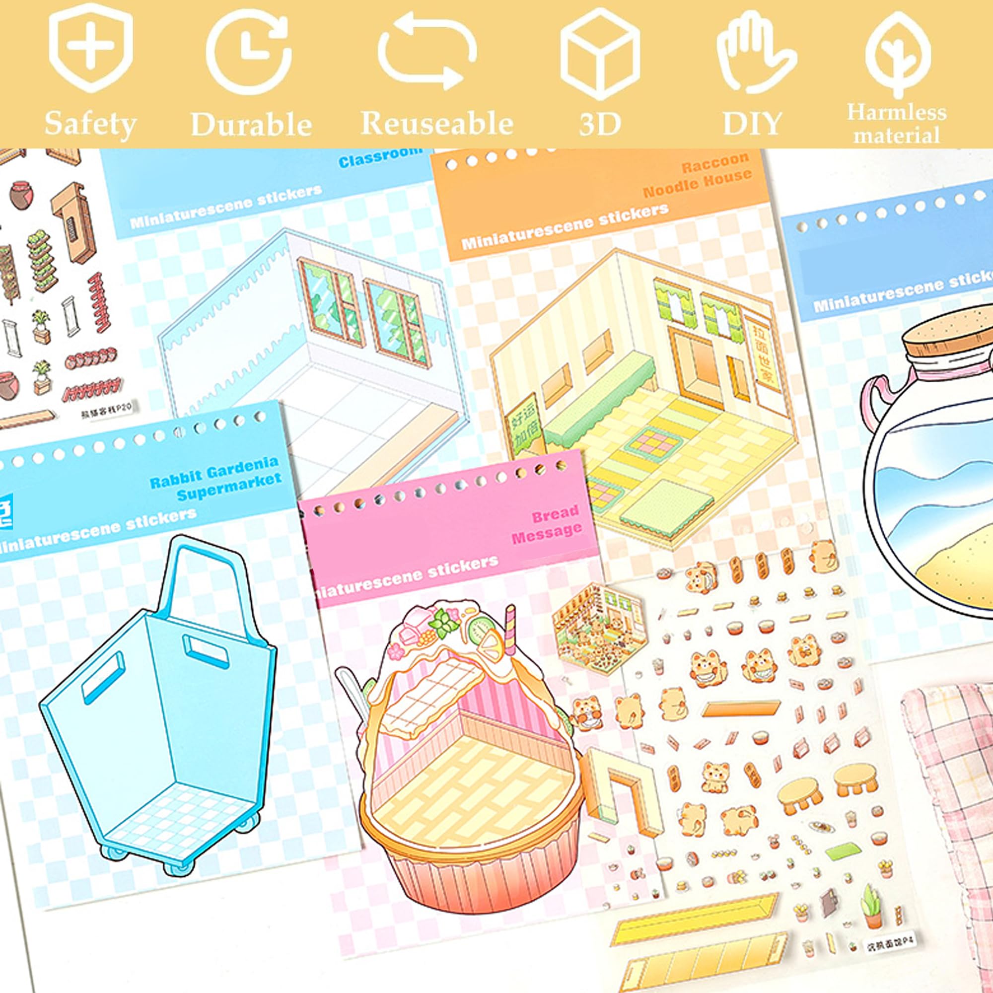 WDXIUE Scene Sticker Kit – 20 DIY 3D Sticker Scenes for Creative Play and Stress Relief
