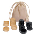 WE Games 1.5 Inch Wooden Checkers Pieces – 24 Natural & Black Stained Stackable Checkers with Storage Bag
