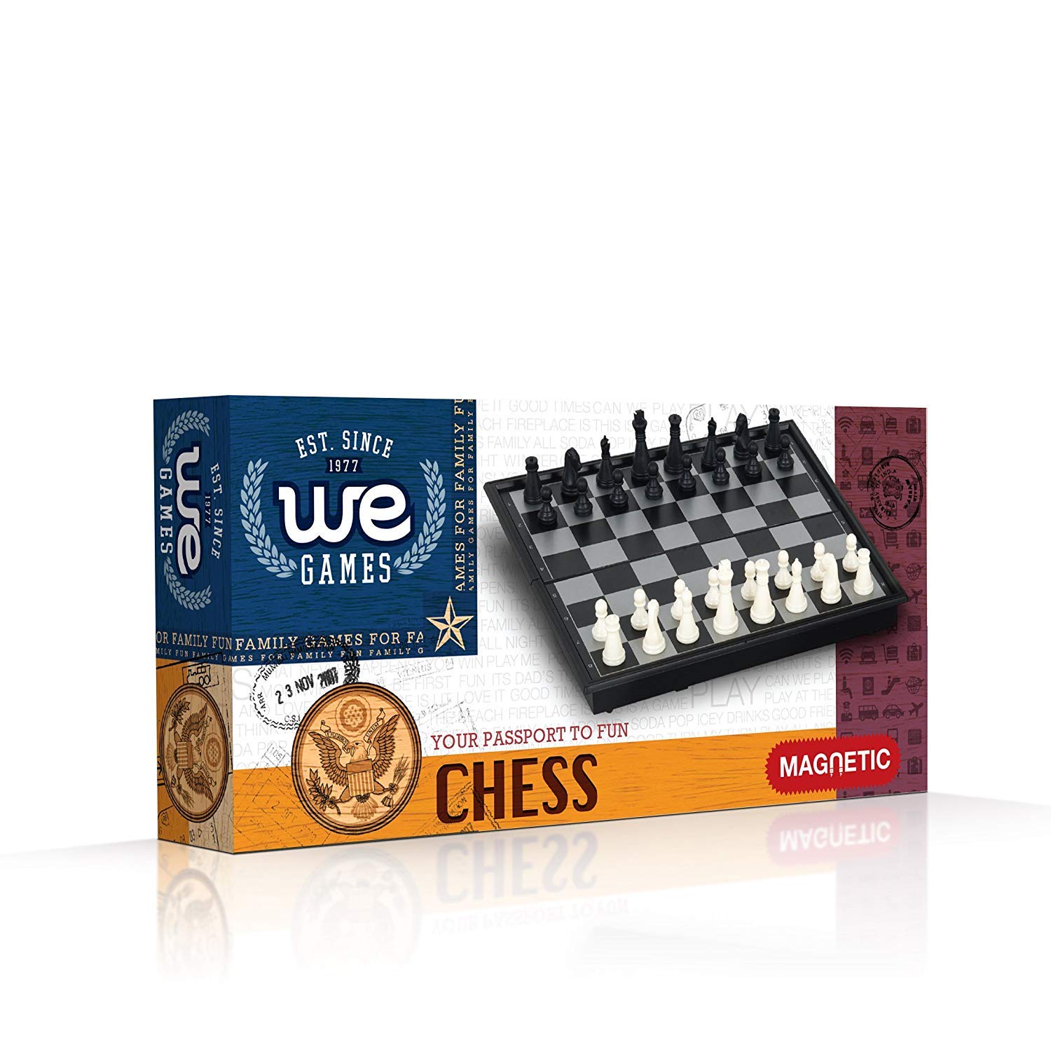 WE Games 8-Inch Travel Chess Set with Magnetic Pieces and Foldable Board