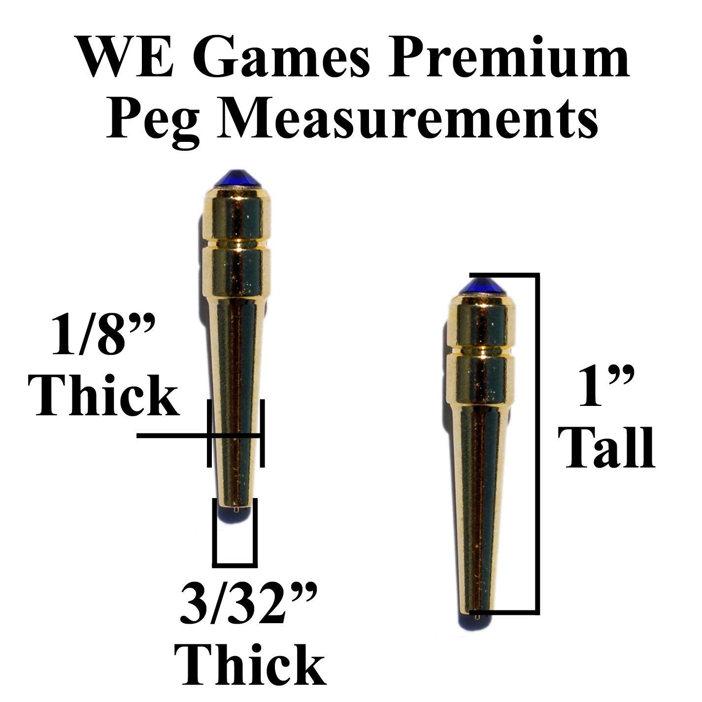 WE Games Brass Cribbage Pegs with Austrian Crystals - 3 Pack - Sapphire Blue