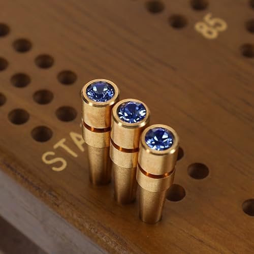 WE Games Brass Cribbage Pegs with Austrian Crystals - 3 Pack - Sapphire Blue