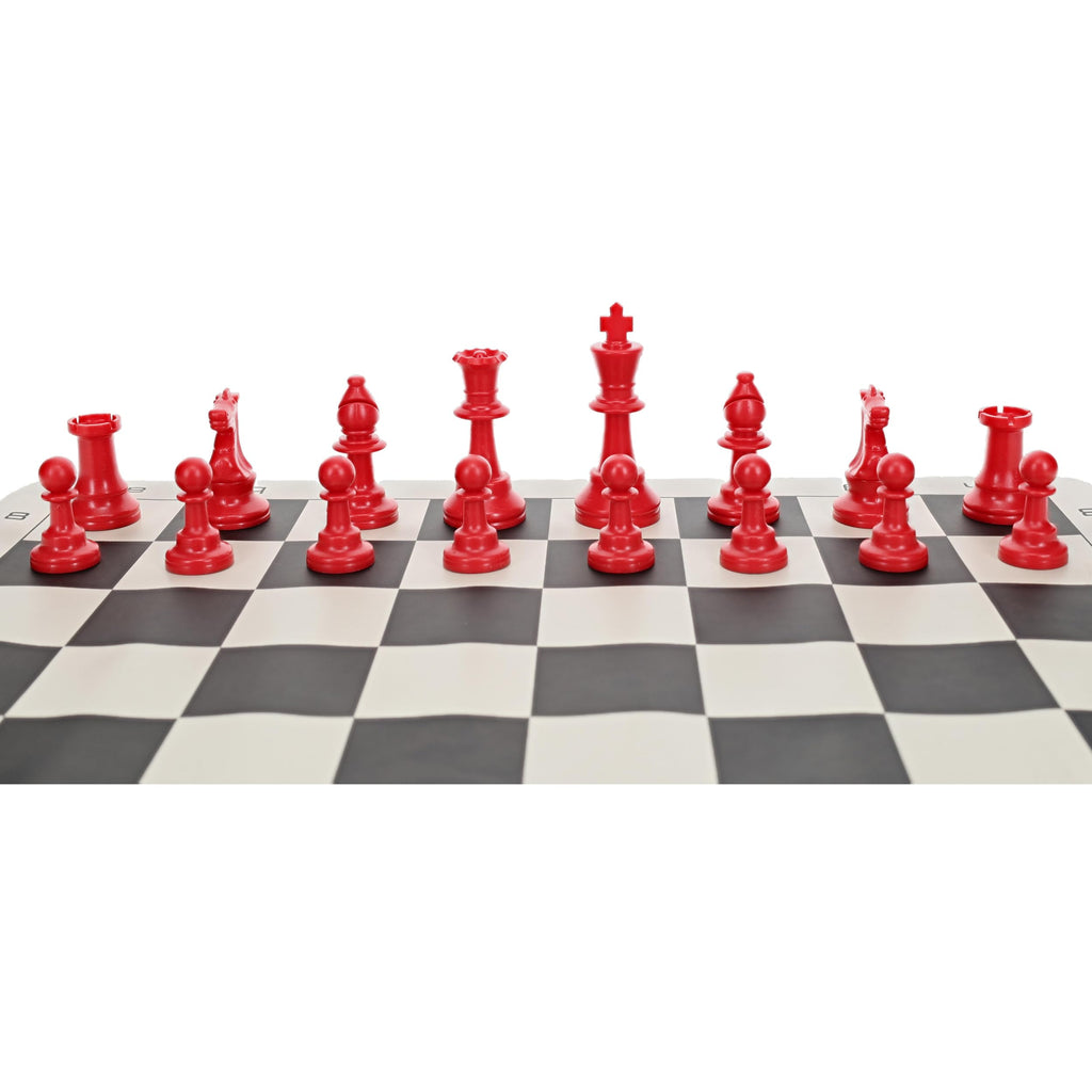 WE Games Color Bright Half Chess Set: Red Staunton Tournament Pieces (3.75in King)
