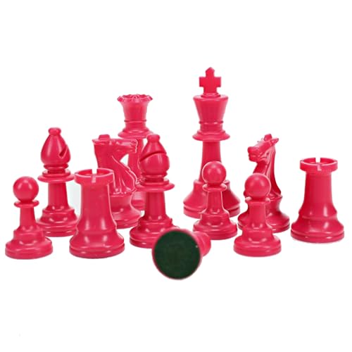 WE Games Color Bright Pink Plastic Staunton Chess Pieces - Half Set (17 Pieces) with 3.75 in King