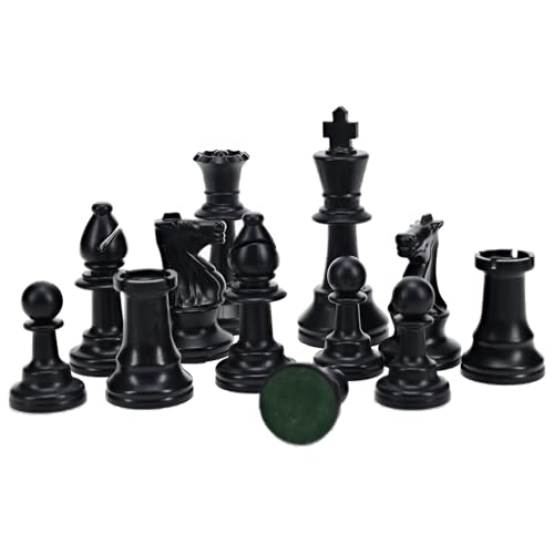 WE Games Color Bright Plastic Staunton Tournament Chess Pieces - Half Set (Black) with 3.75 in. King