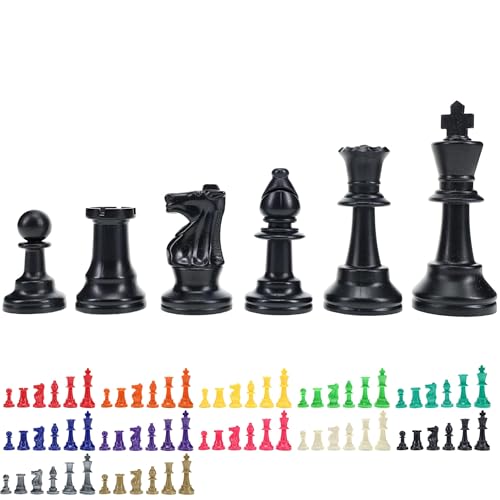 WE Games Color Bright Plastic Staunton Tournament Chess Pieces - Half Set (Black) with 3.75 in. King
