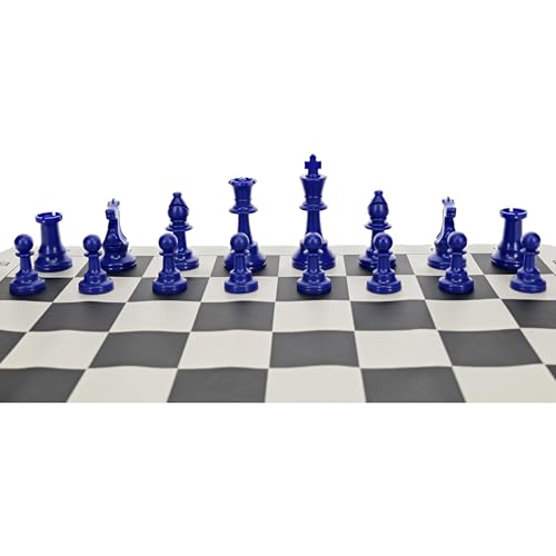 WE Games Color Bright Plastic Staunton Tournament Chess Pieces – Blue Half Set with 3.75 in. King