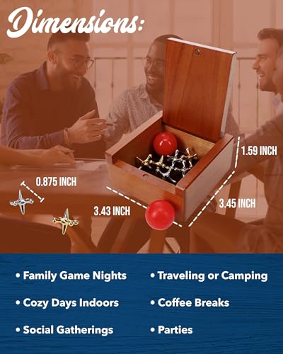WE Games Metal Jacks Set – 10 Jacks, 2 Red Balls, Wooden Box
