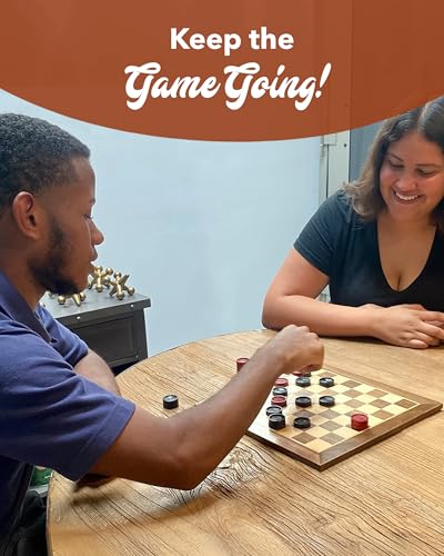 WE Games Wooden Checkers Pieces - 24 Red & Black, 1.5-inch, with Storage Bag