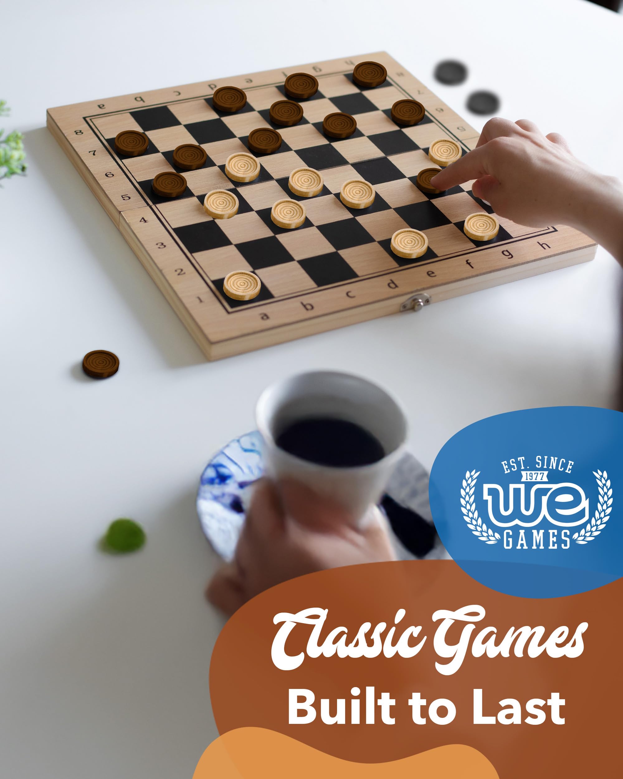 WE Games Wooden Checkers Pieces (1.06 inch) – Replacement Pieces for Checkers & Backgammon with Storage Bag