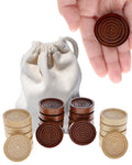WE Games Wooden Checkers Pieces (1.5 inch) – 24 Brown & Natural Stained Stackable Ridges with Drawstring Bag